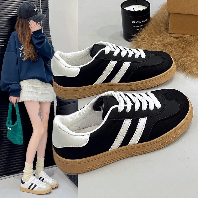 2025 Plus Size Womens Casual Flat Shoes  Spring Fall Korean Style, Round Toe Fashion Sneakers for Students and Daily Wear