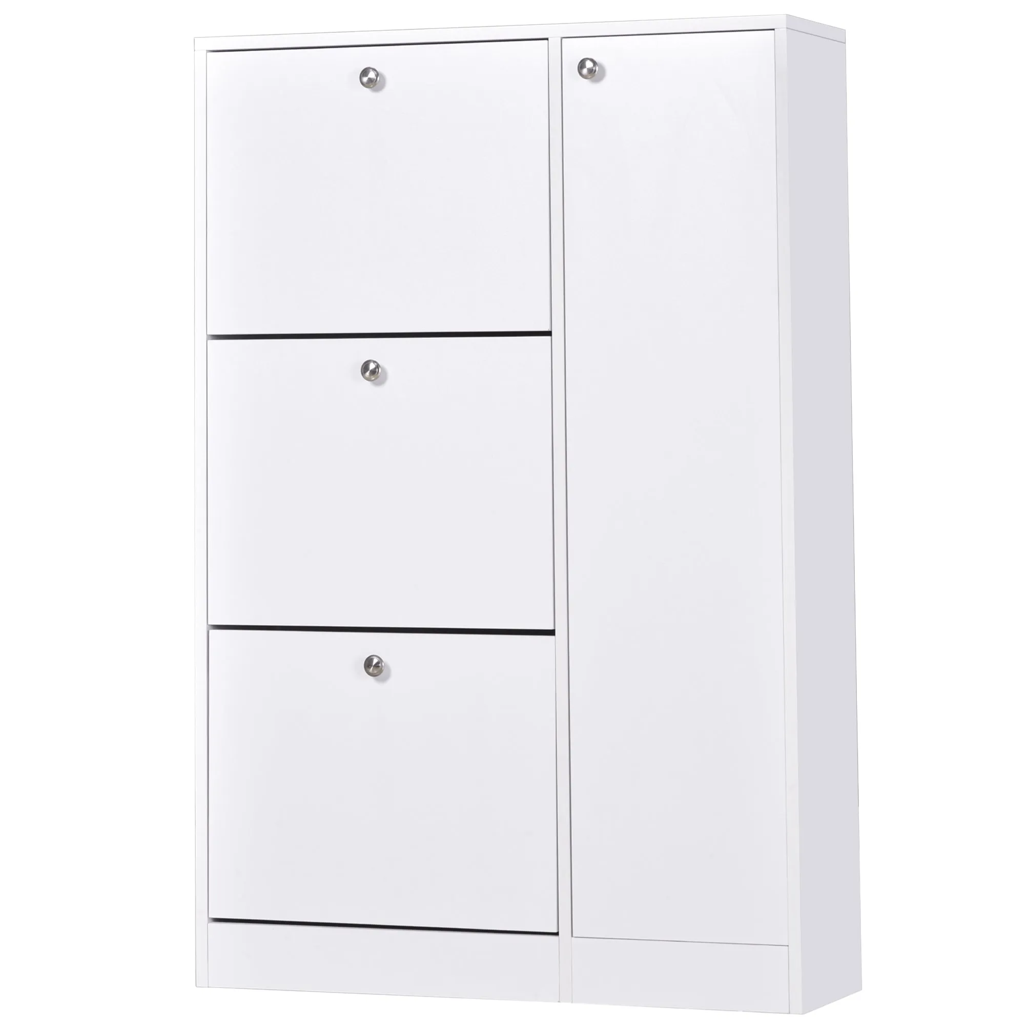 4 Compartment Shoe Storage CabinetWith Shelves Footwear Home Office Stylish Unit Anti-Tipping Child Pet Safety Bedroom Hallway