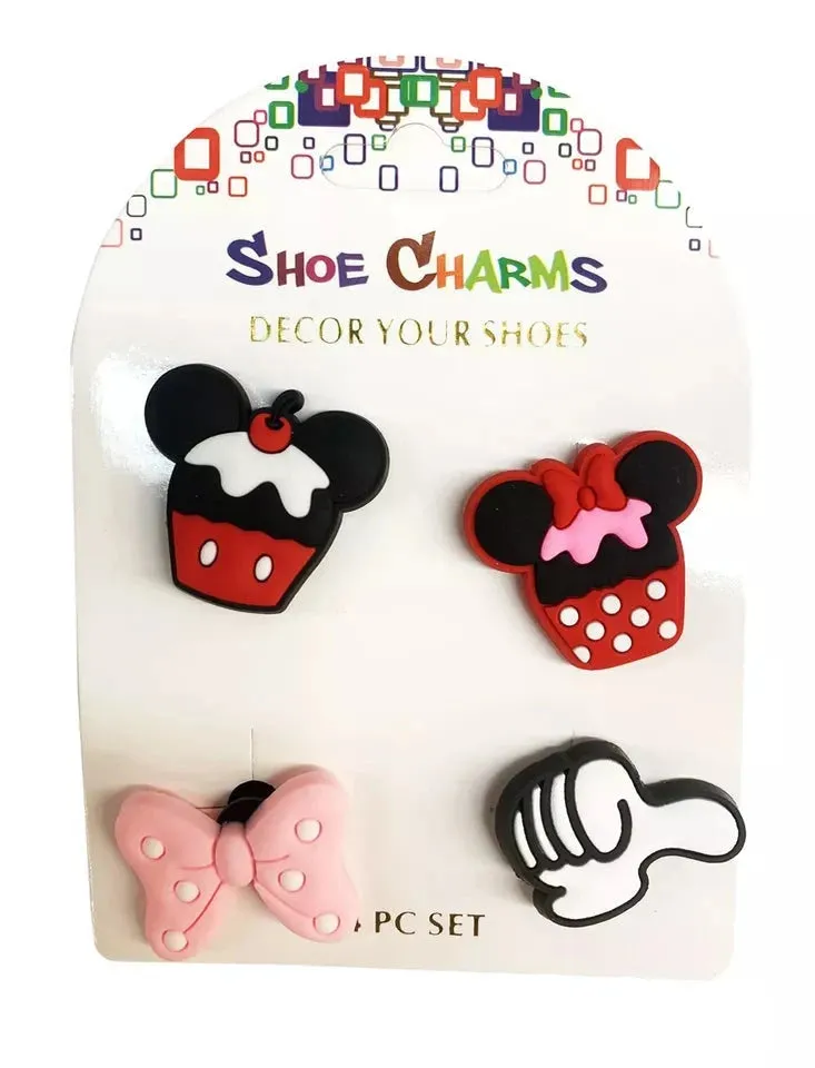 4 Pcs Disney Mickey Mouse Morning Breakfast Design PVC Shoe Charms For Croc Shoe