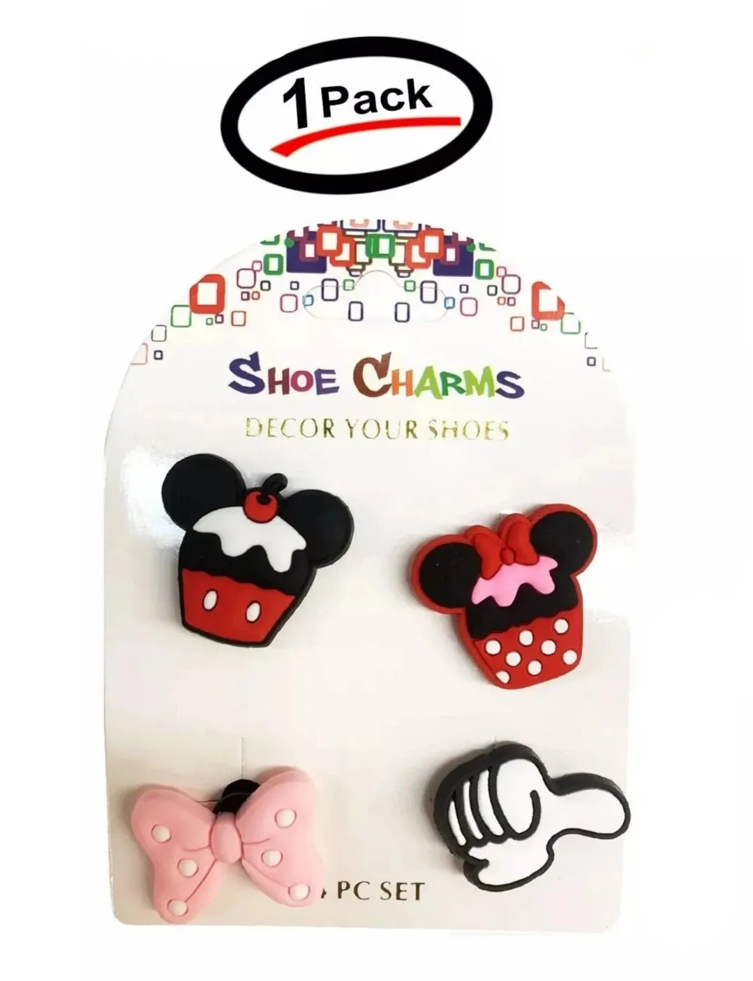 4 Pcs Disney Mickey Mouse Morning Breakfast Design PVC Shoe Charms For Croc Shoe