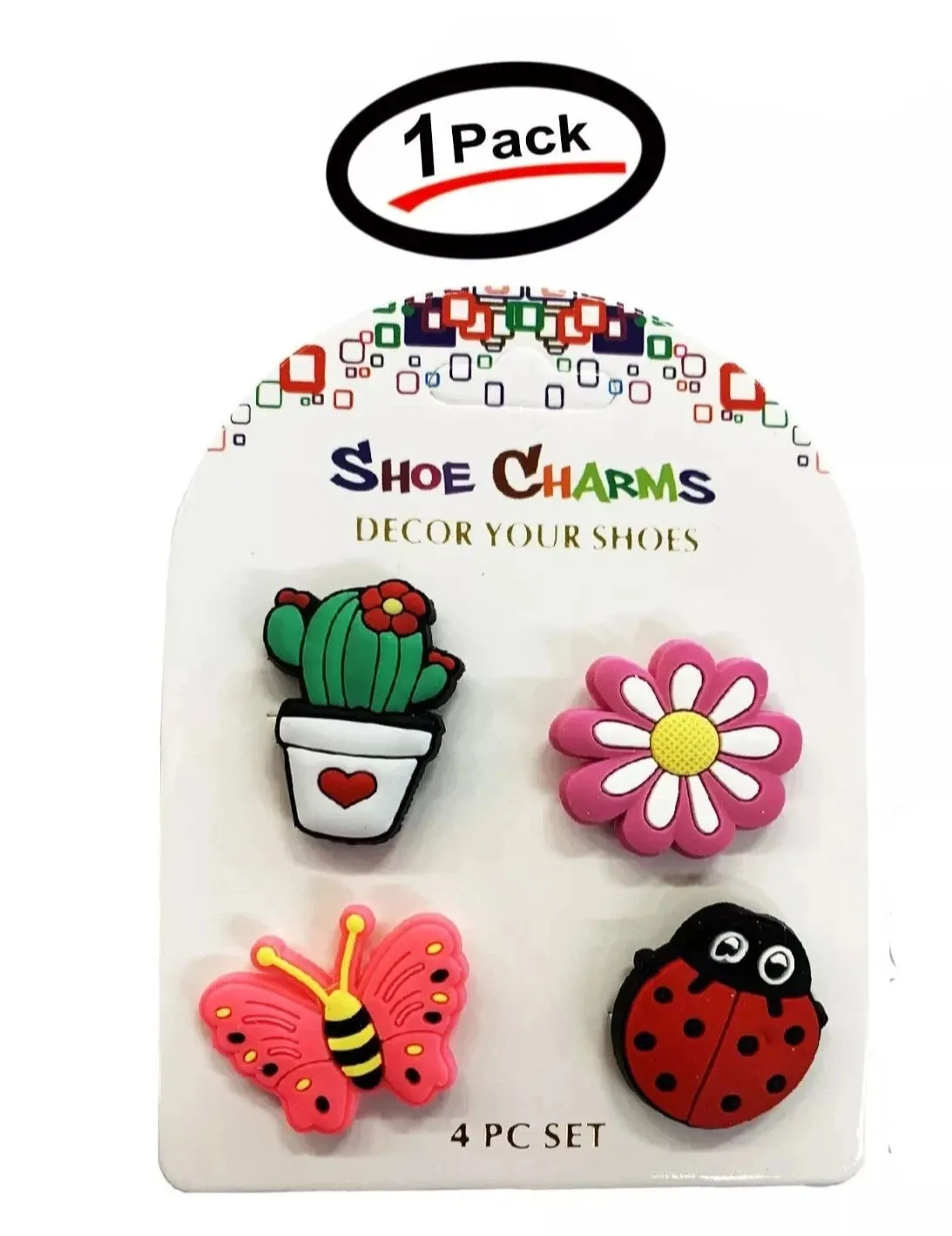 4 Pcs of Cute Insects & Flowers Shoe Charms For Croc, Bracelet,Shoe & Wristbands
