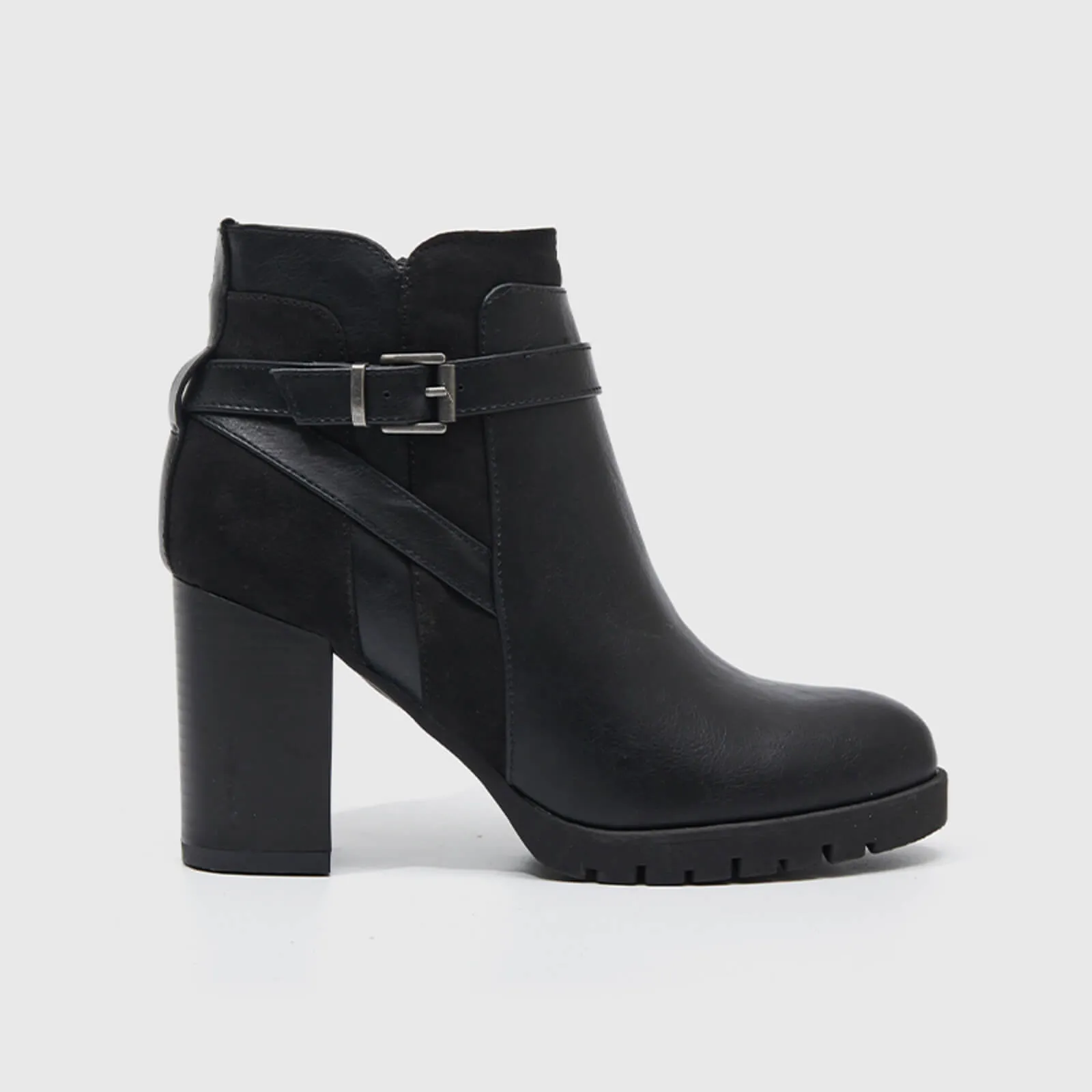 Ankle Boots Chunky Heel Side Zipper