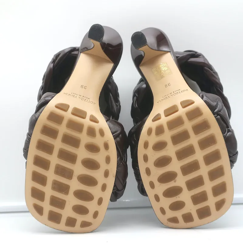 Bottega Veneta Board Crisscross Sandals Espresso Intrecciato Leather Size 39