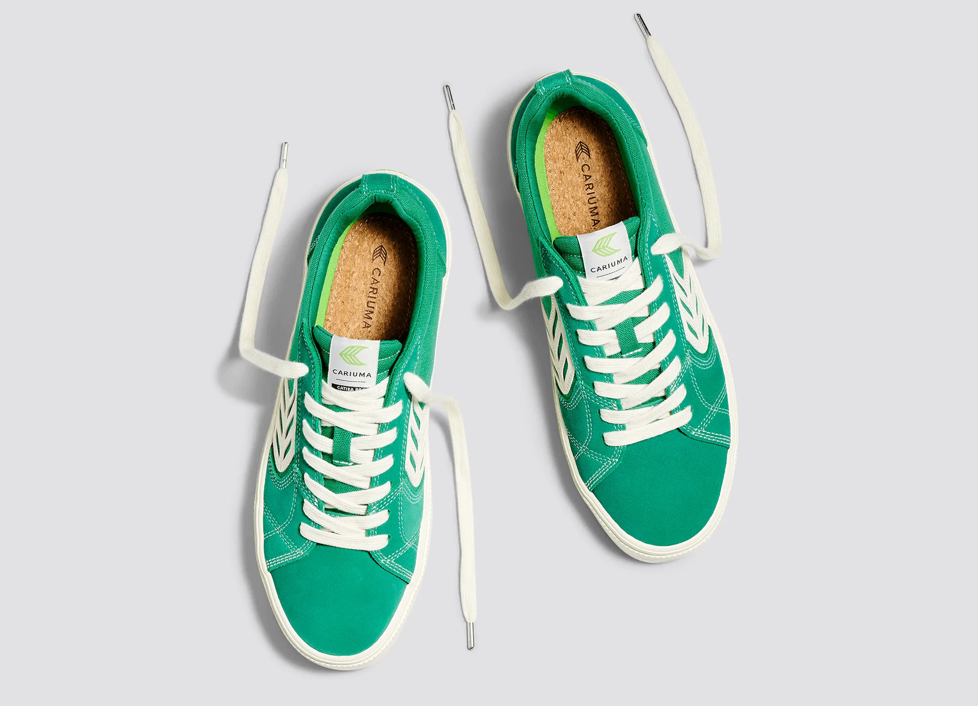 CATIBA PRO Skate Green Suede and Canvas Contrast Thread Ivory Logo Sneaker Men