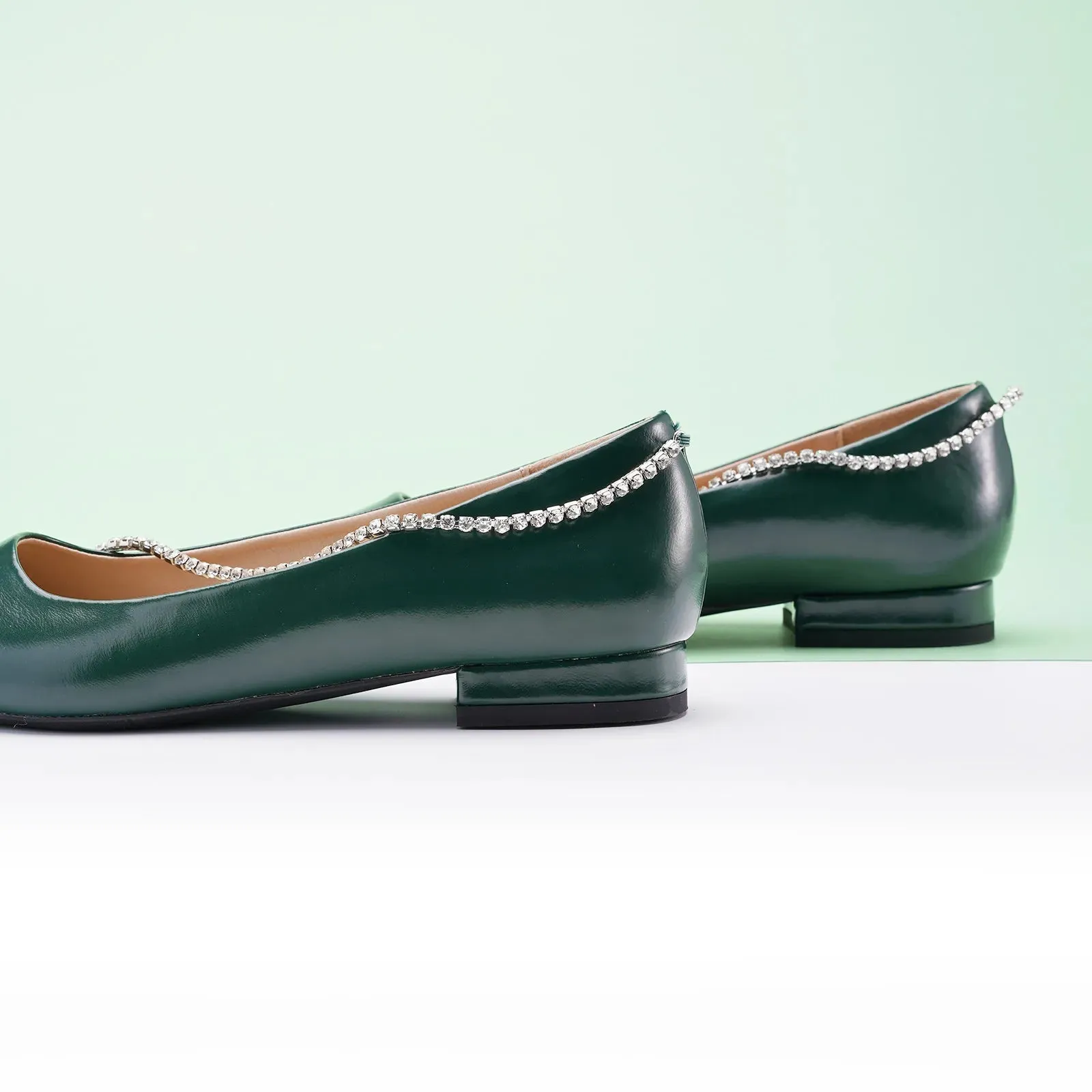 Crystal Chain Pointed Toe Flats (Aida)