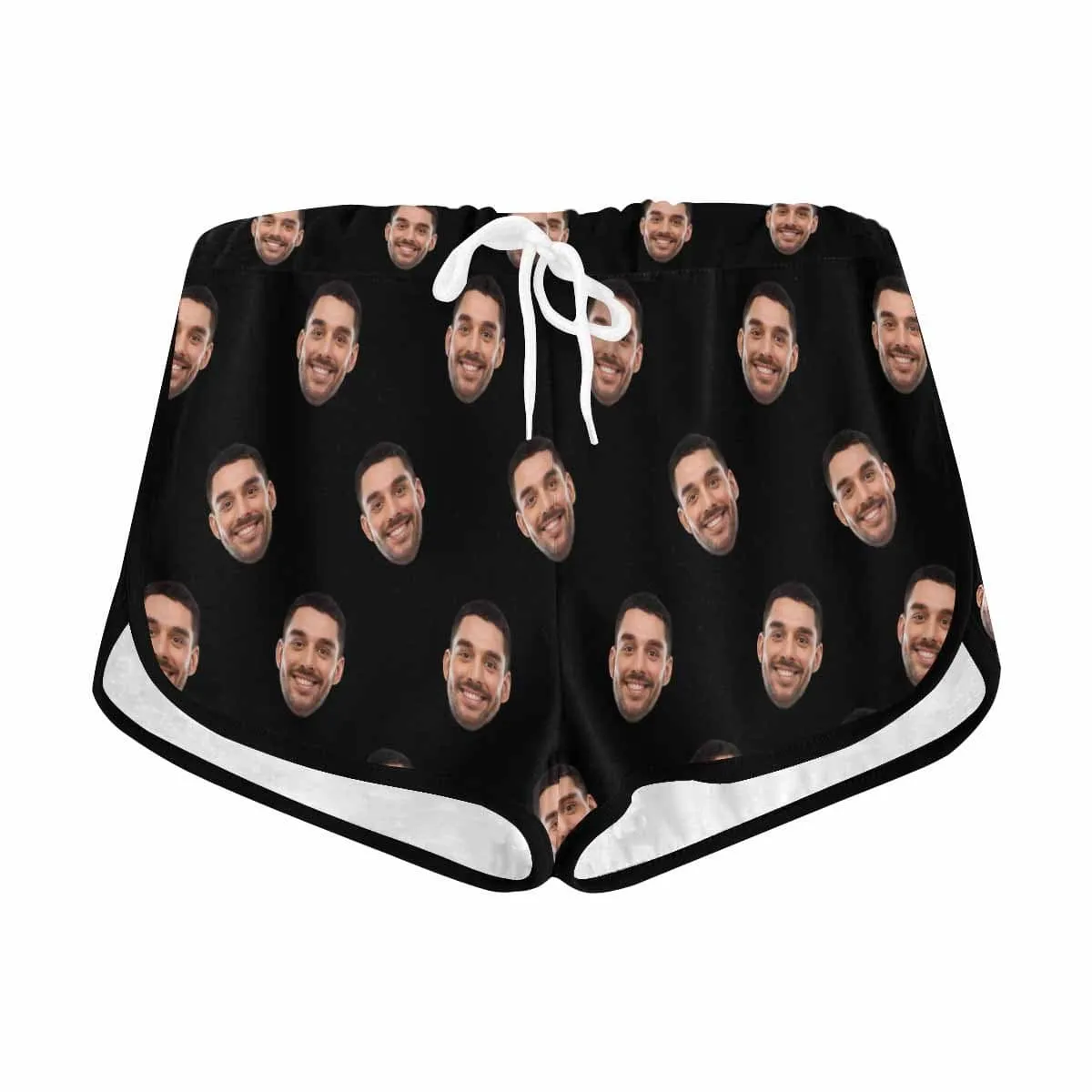 Custom Husband Face Black Background Beach Board Shorts Swim Trunks Funny Personalized Women's Casual Yoga Shorts