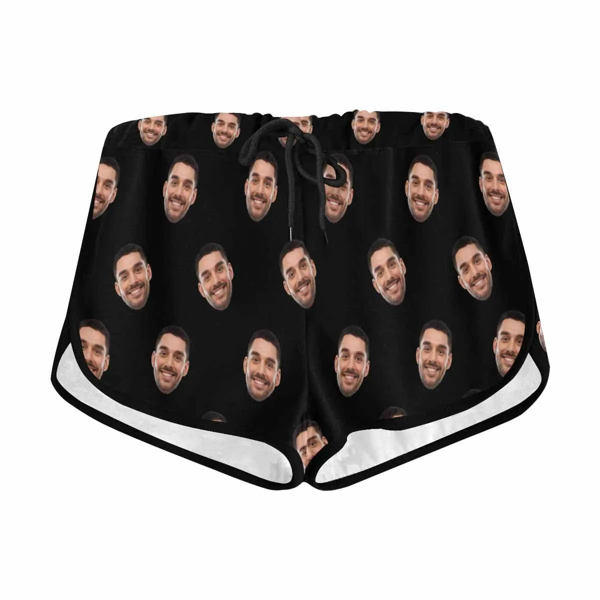 Custom Husband Face Black Background Beach Board Shorts Swim Trunks Funny Personalized Women's Casual Yoga Shorts
