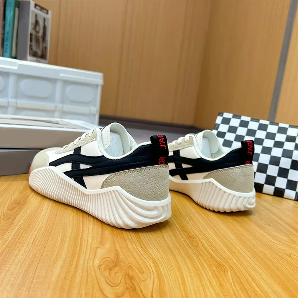 Fashion Women Sneakers Lace-up Walking Shoes with Arch Support Indoor Outdoor Non-slip Rubber Sole