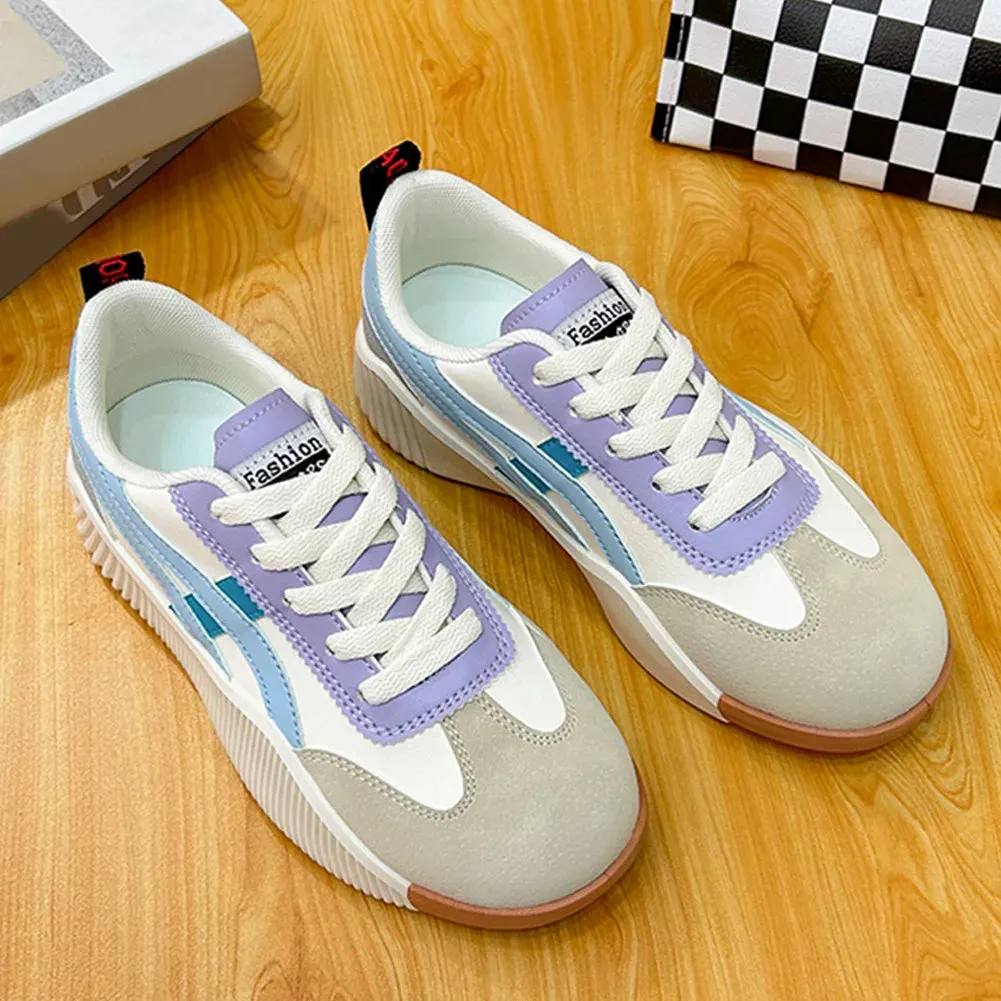 Fashion Women Sneakers Lace-up Walking Shoes with Arch Support Indoor Outdoor Non-slip Rubber Sole