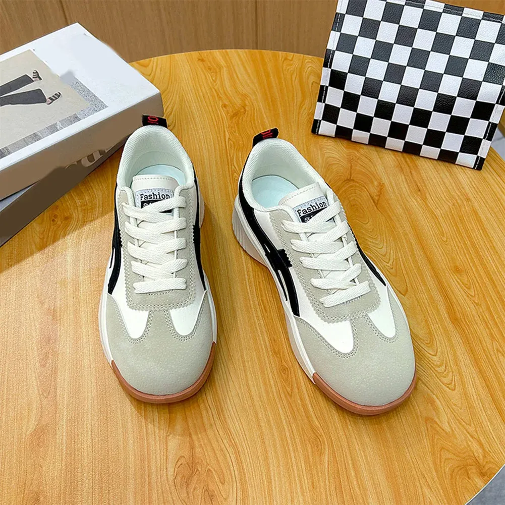 Fashion Women Sneakers Lace-up Walking Shoes with Arch Support Indoor Outdoor Non-slip Rubber Sole