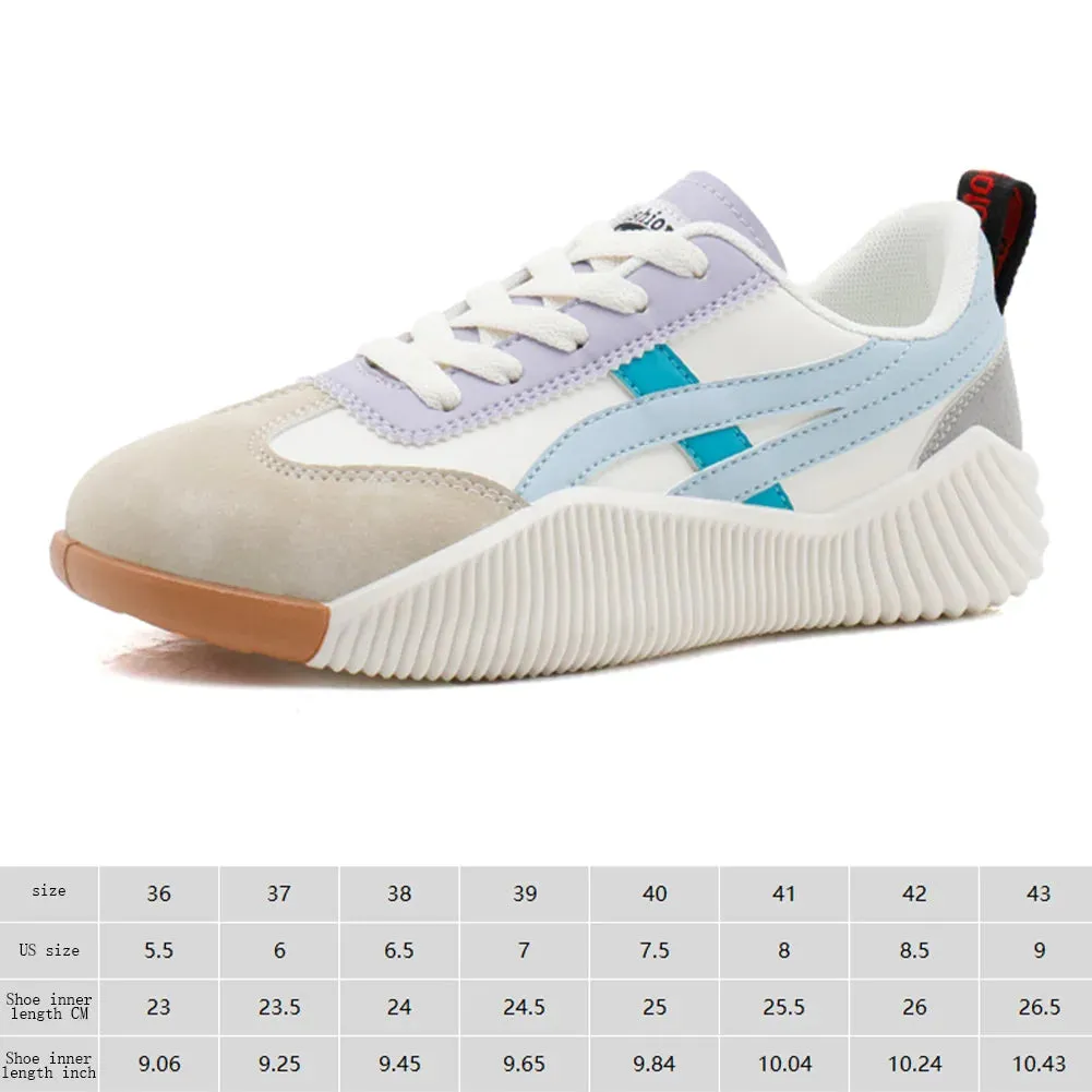 Fashion Women Sneakers Lace-up Walking Shoes with Arch Support Indoor Outdoor Non-slip Rubber Sole
