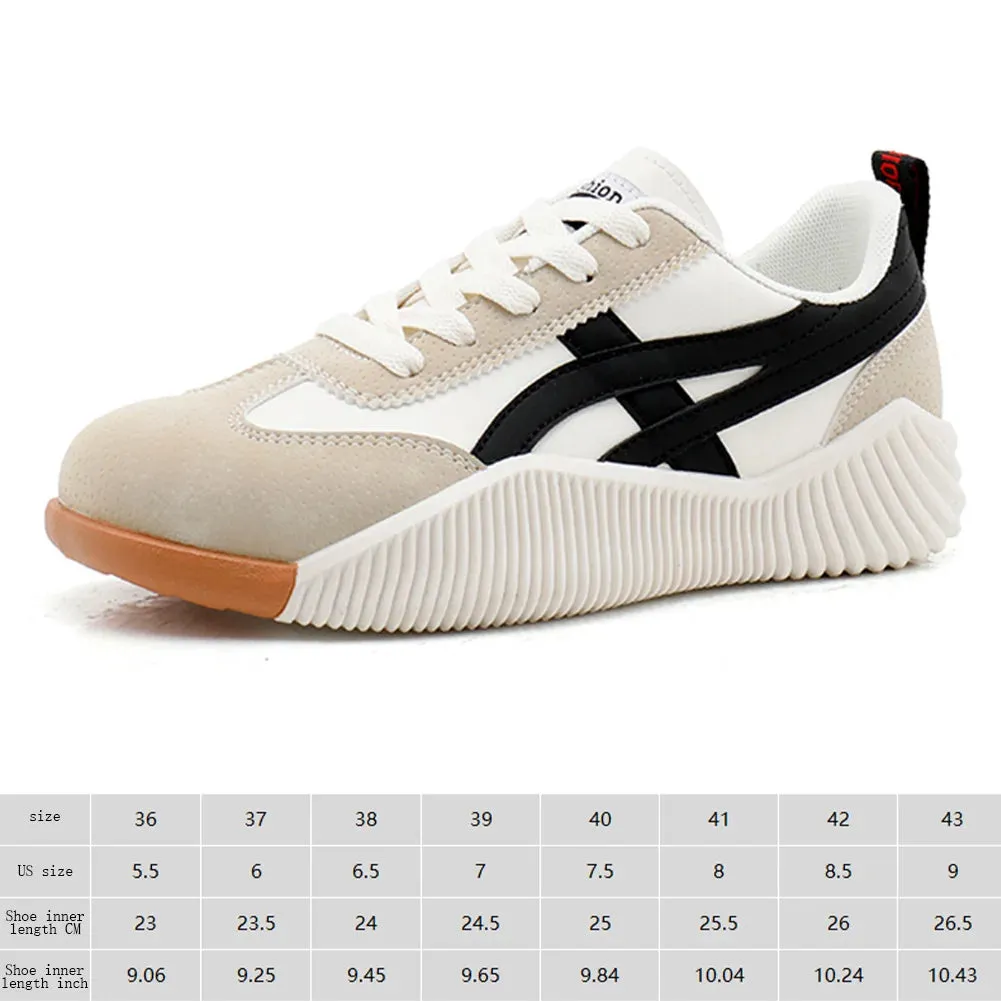 Fashion Women Sneakers Lace-up Walking Shoes with Arch Support Indoor Outdoor Non-slip Rubber Sole