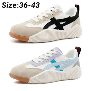 Fashion Women Sneakers Lace-up Walking Shoes with Arch Support Indoor Outdoor Non-slip Rubber Sole