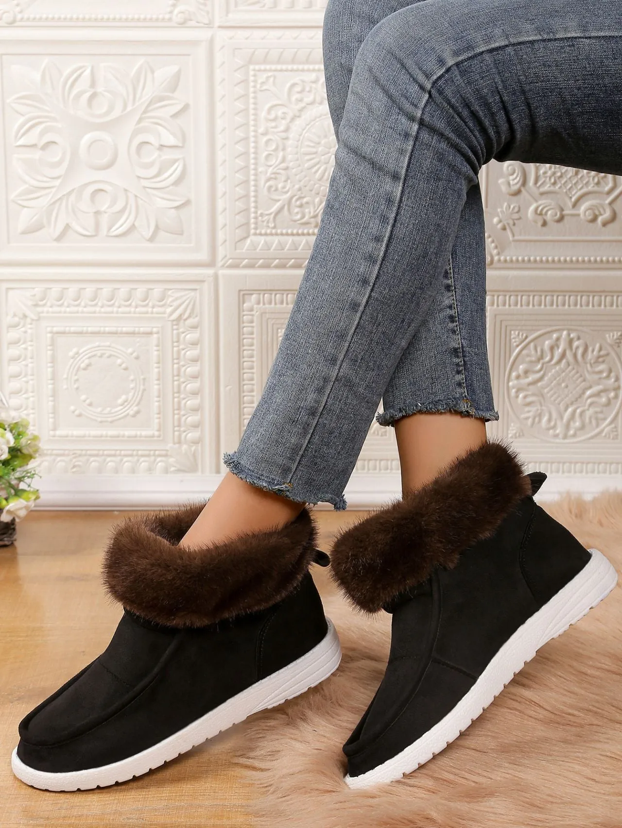 Faux Fur Suede Boots
