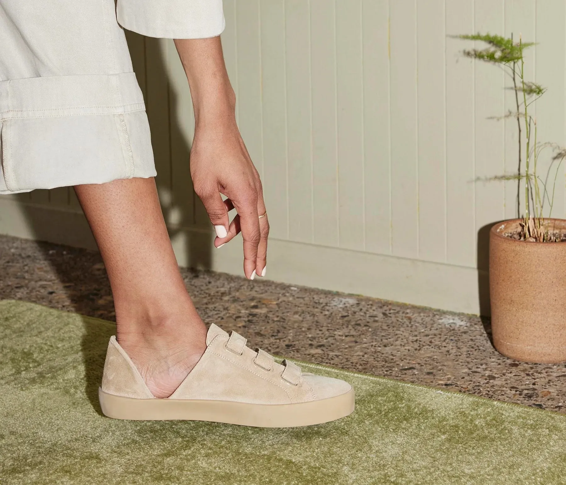 Freda Salvador Libby Strap D'orsay Sneakers in Stucco Suede