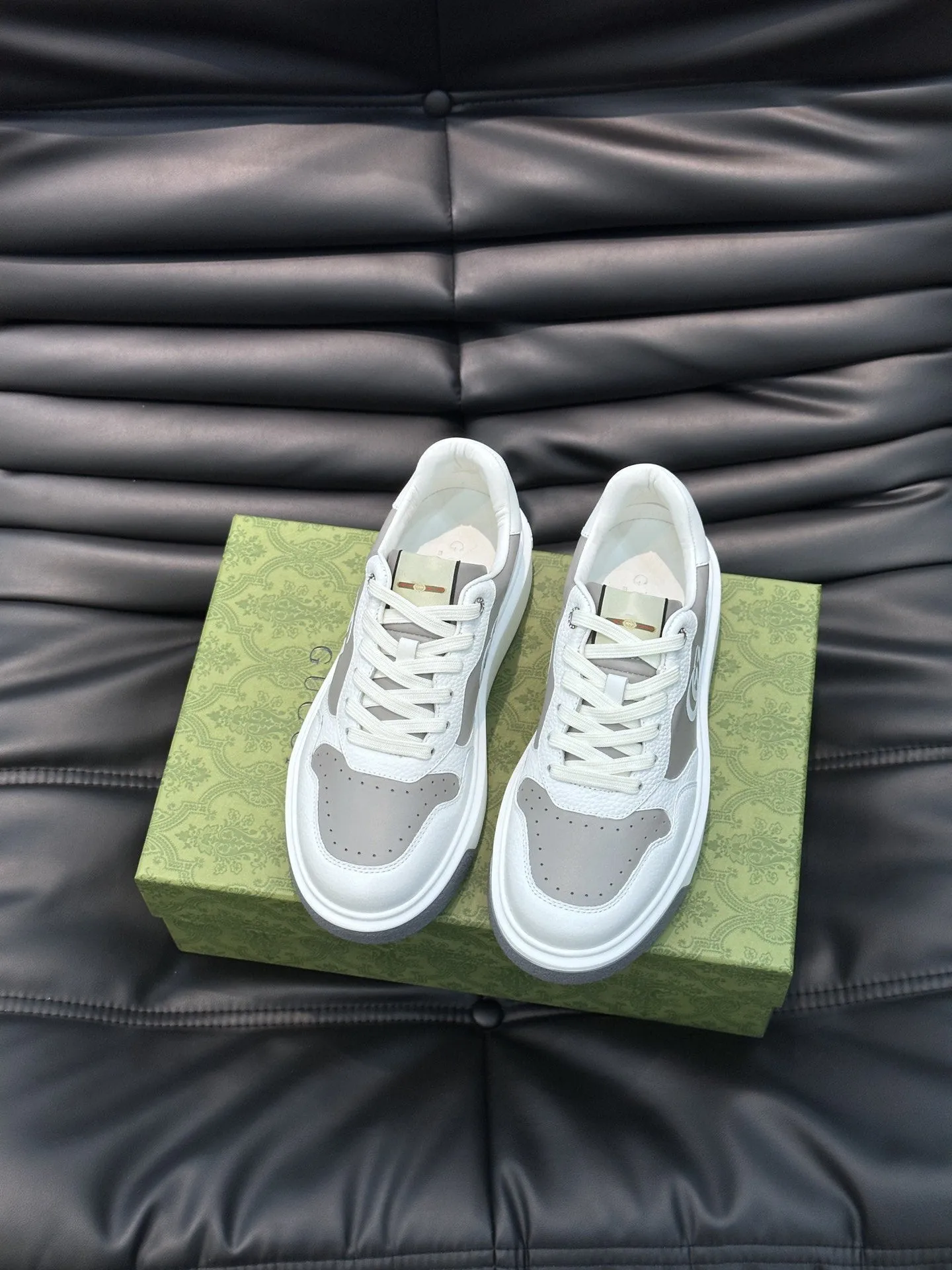GG SNEAKERS WHITE GREY LEATHER