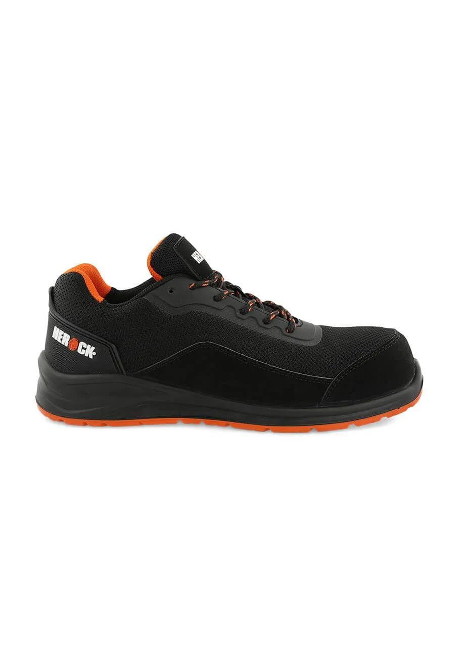 Herock&#x20;Leno&#x20;Low&#x20;Safety&#x20;Shoe&#x20;S1PS&#x20;Lightweight&#x20;-&#x20;Black&#x20;Orange
