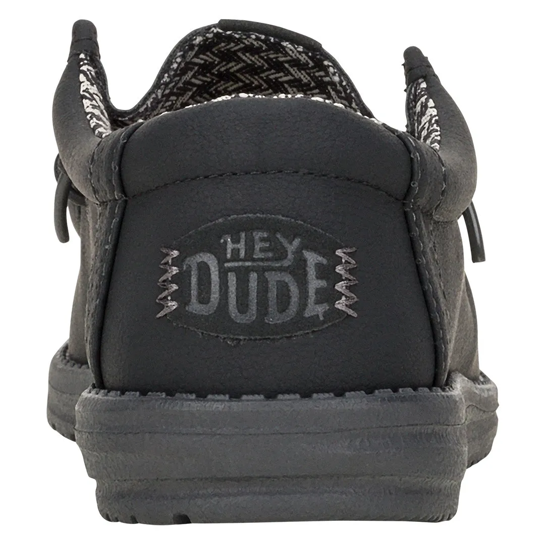 Hey Dude - Wally Classic Faux Leather Mens Shoe Black