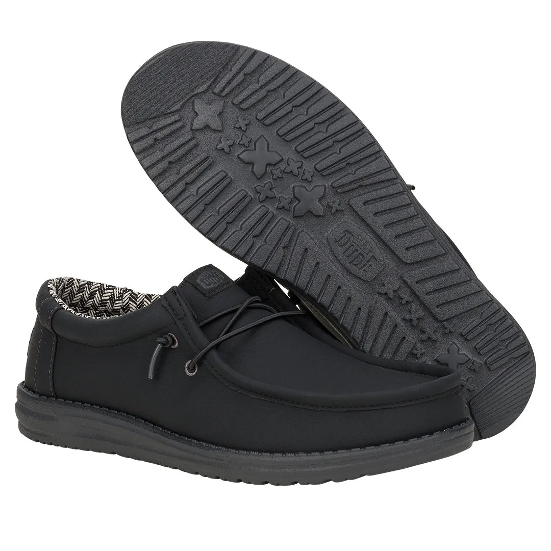 Hey Dude - Wally Classic Faux Leather Mens Shoe Black
