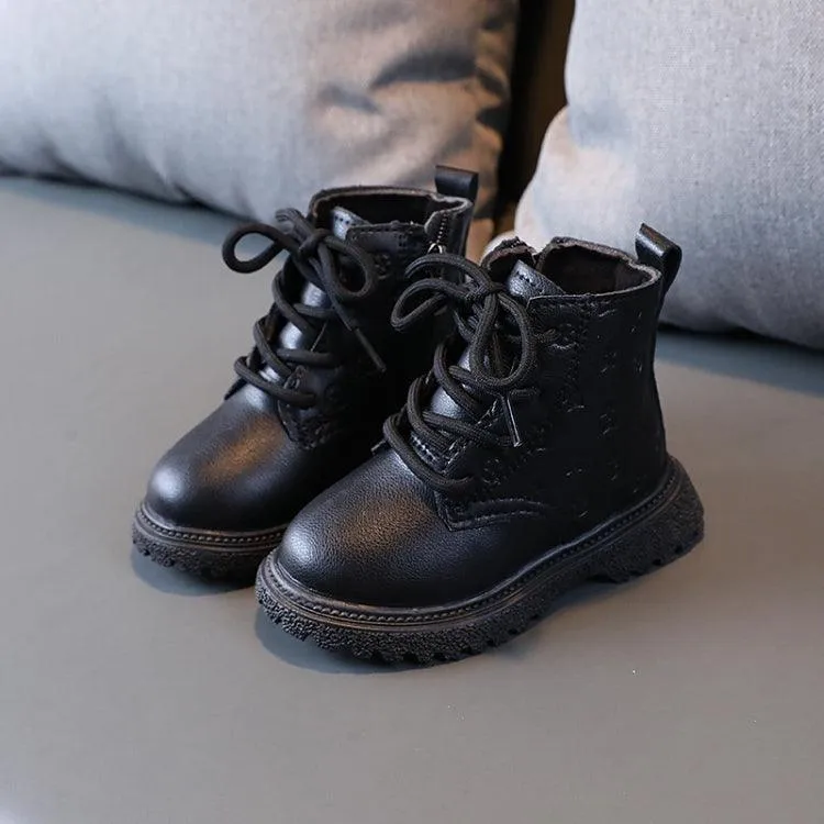 Kids' Warm Padded High-Top Leather Martin Boots with Cotton Lining