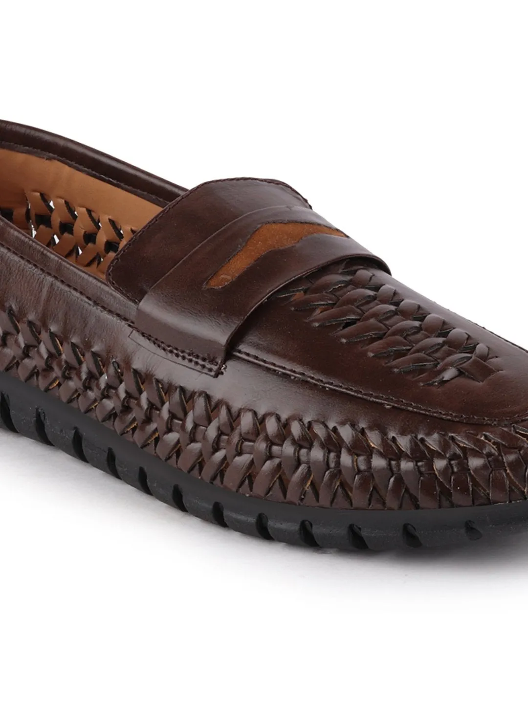 Men Brown Casual Slip-On Knitted Shoes