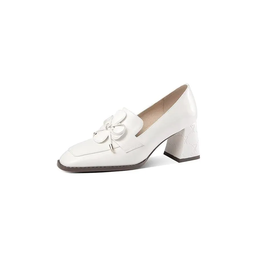 Modish Bow Fashion Slip On Low-med Heels
