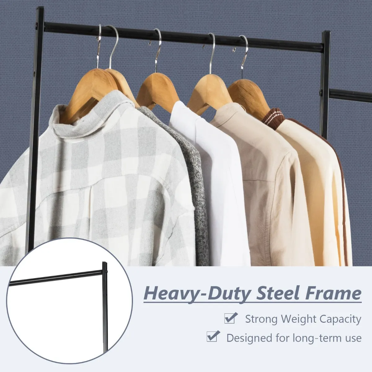 NNECW Fabric Drawer Dresser with Clothes Rail Shoe Rack