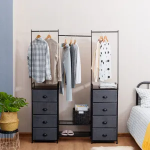 NNECW Fabric Drawer Dresser with Clothes Rail Shoe Rack