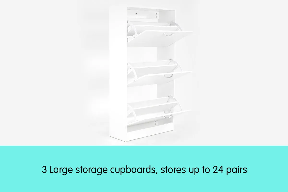 NNEDPE 24 Pairs Shoe Cabinet Storage Rack - 120 x 63 x 24cm