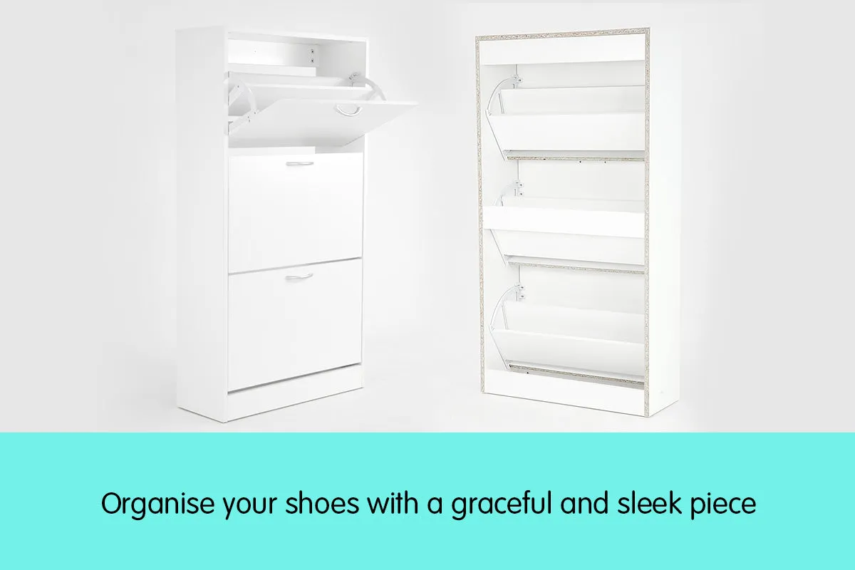 NNEDPE 24 Pairs Shoe Cabinet Storage Rack - 120 x 63 x 24cm
