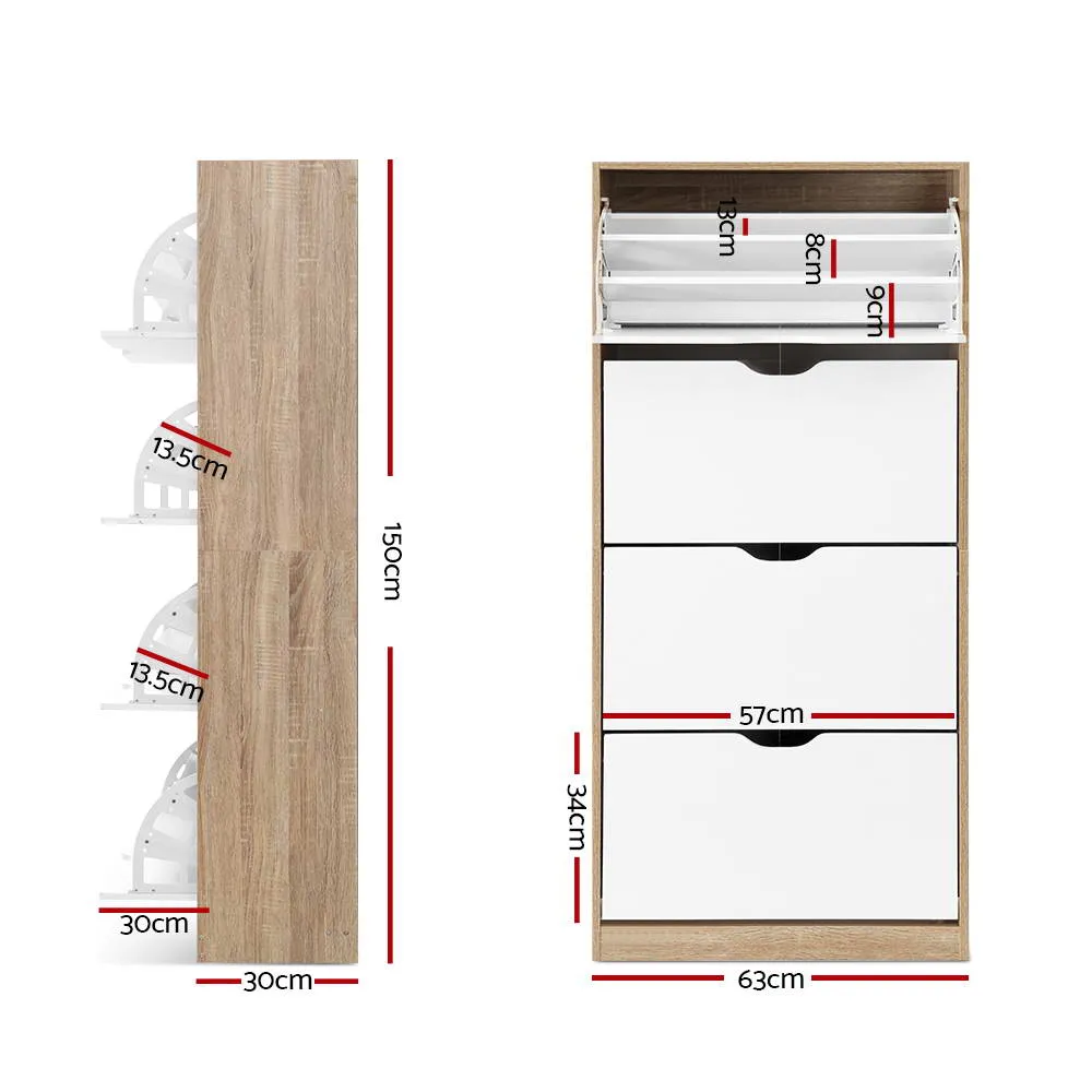 NNEDSZ 48 Pairs Shoe Cabinet Rack Organiser Storage Shelf Wooden