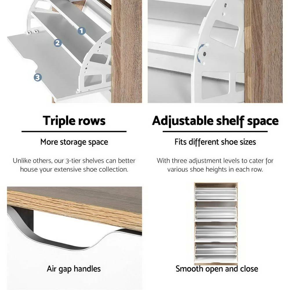 NNEDSZ 48 Pairs Shoe Cabinet Rack Organiser Storage Shelf Wooden