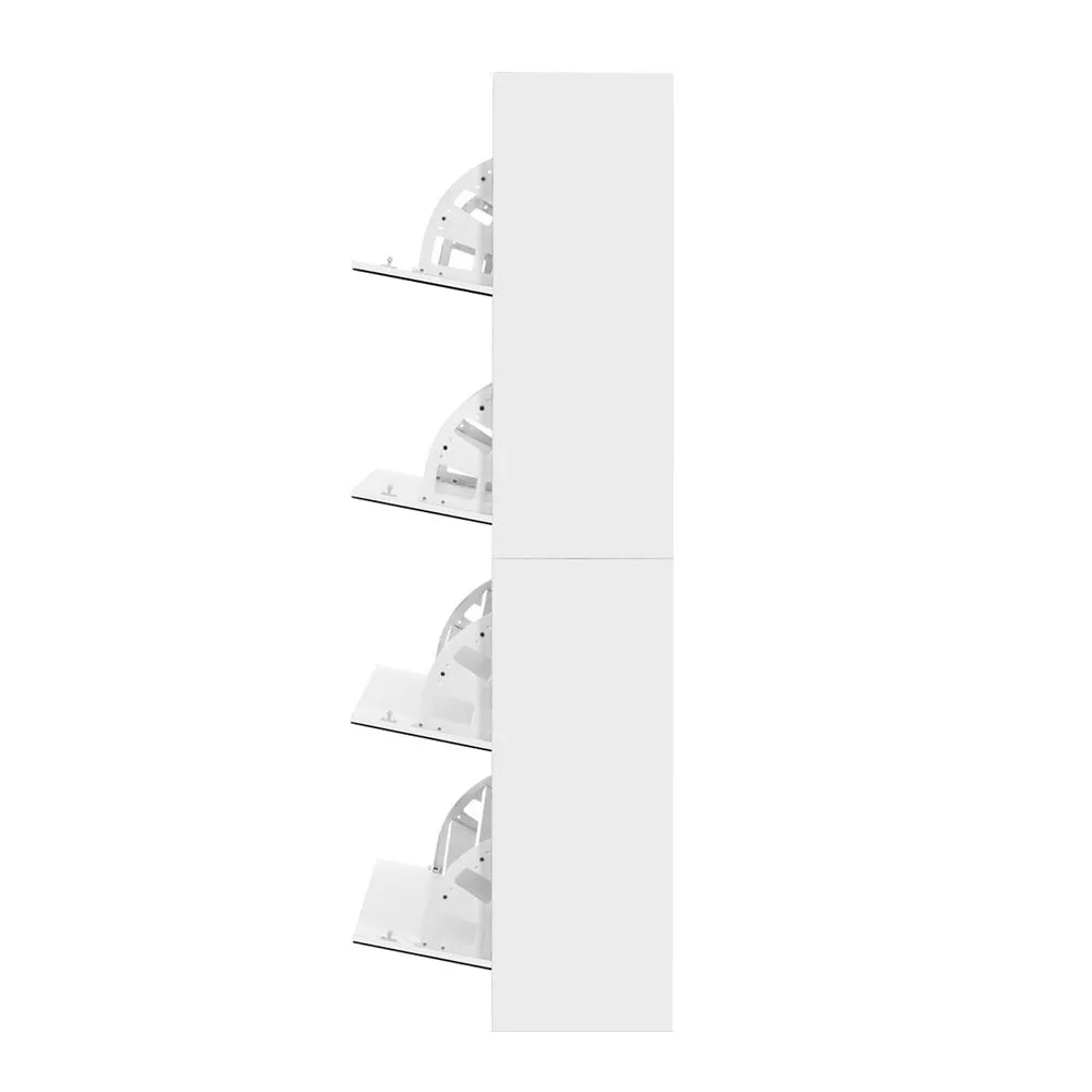 NNEDSZ 5 Drawer Mirrored Wooden Shoe Cabinet - White