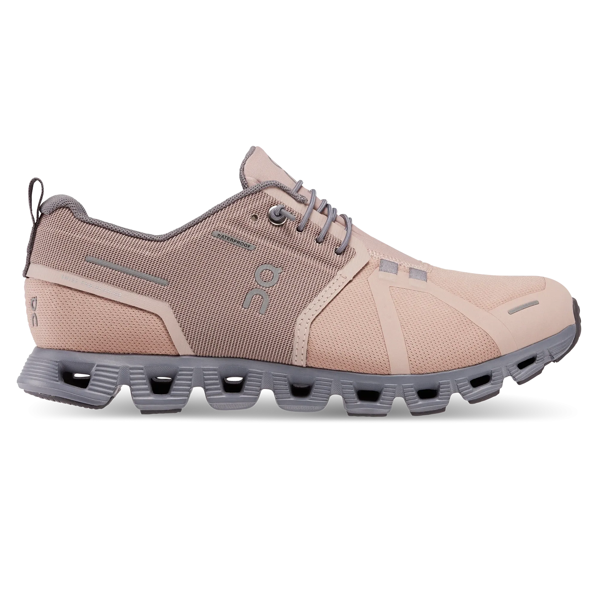 On Womens Cloud 5 Waterproof - Rose/Fossil (59.98527)