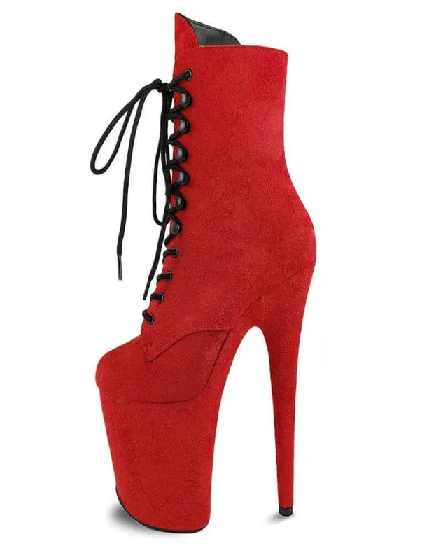 Pink High-heeled Pole Dance Shoes with 20cm Heel and Waterproof Platform