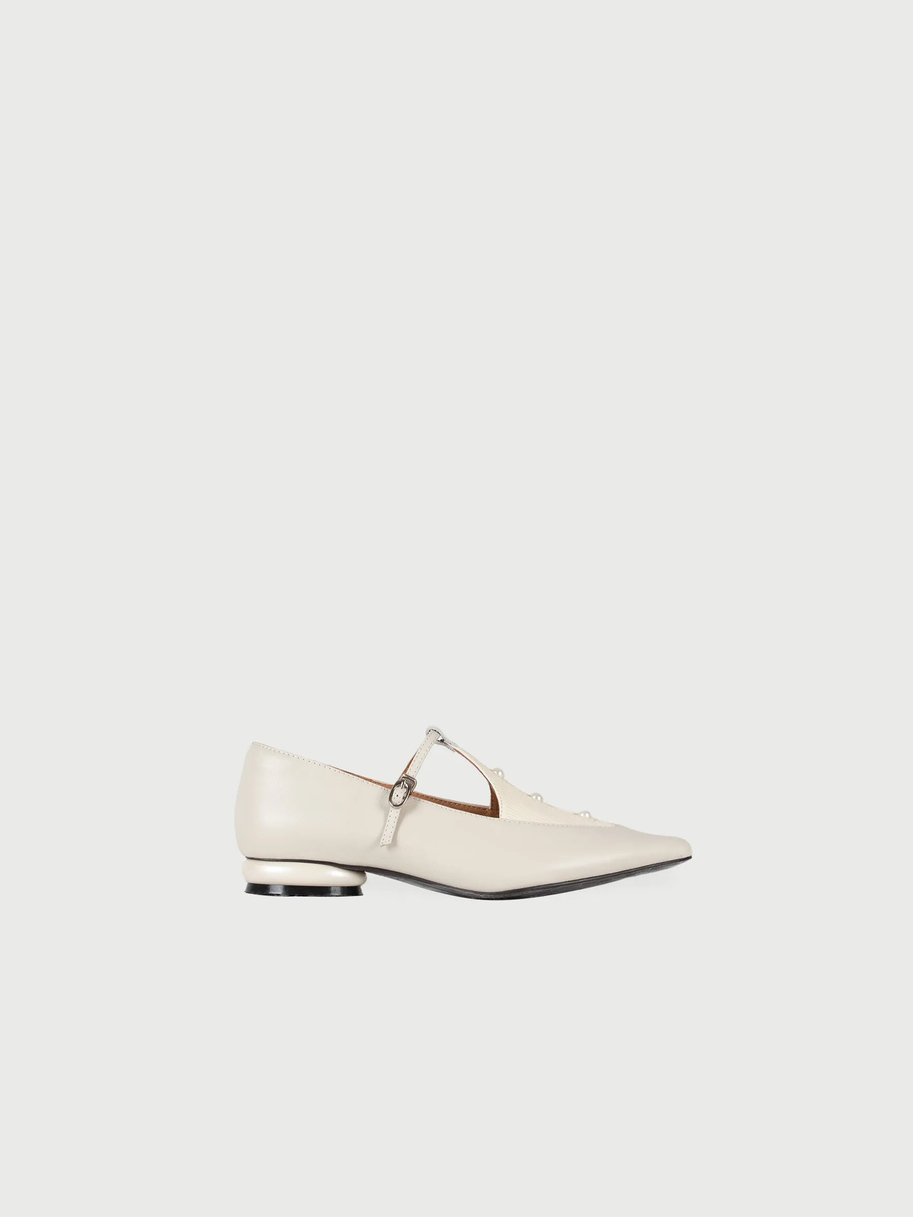 Pointed Toe Pearl Mary Jane Flats