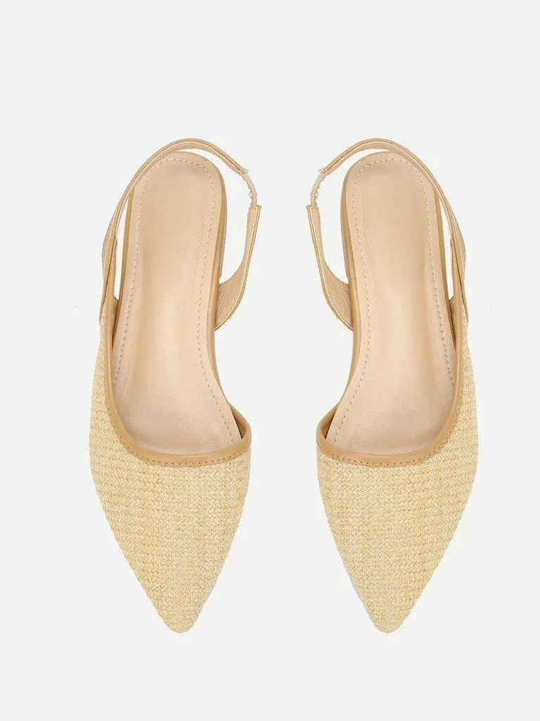 Pointed Toe Straw Flats