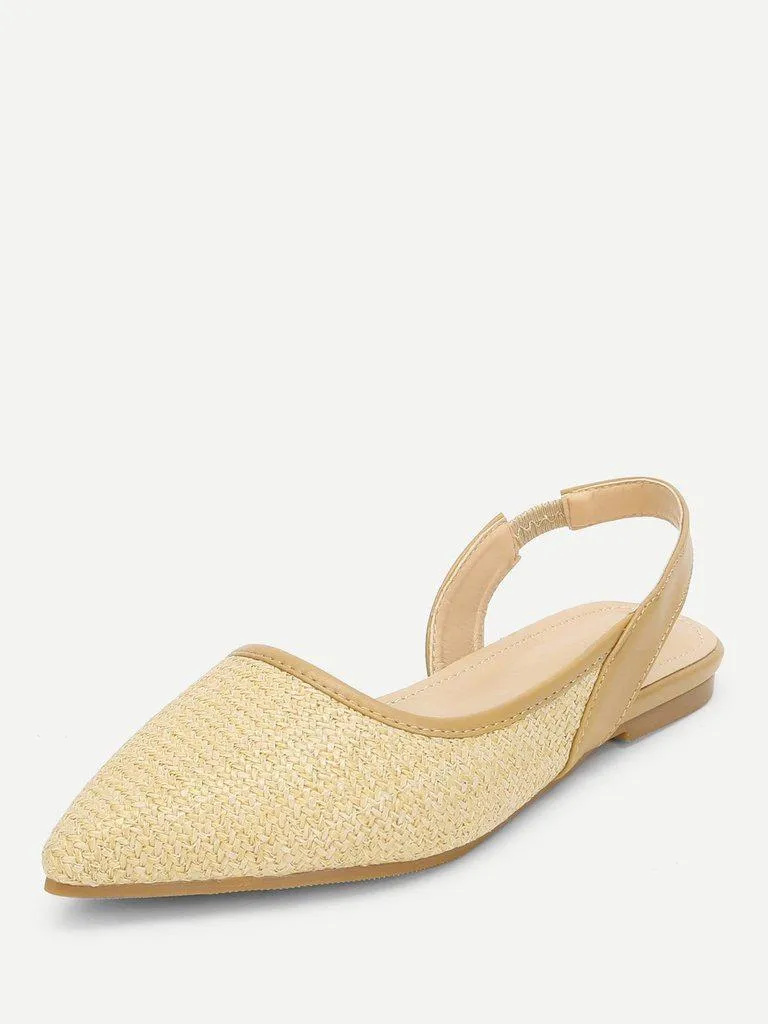 Pointed Toe Straw Flats