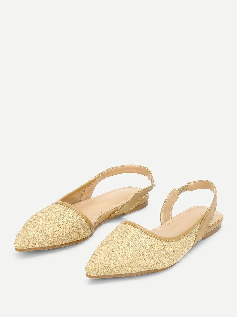 Pointed Toe Straw Flats