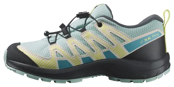 Salomon XA Pro V8 Waterproof Junior Blue Yellow Black Children's Trail Shoes