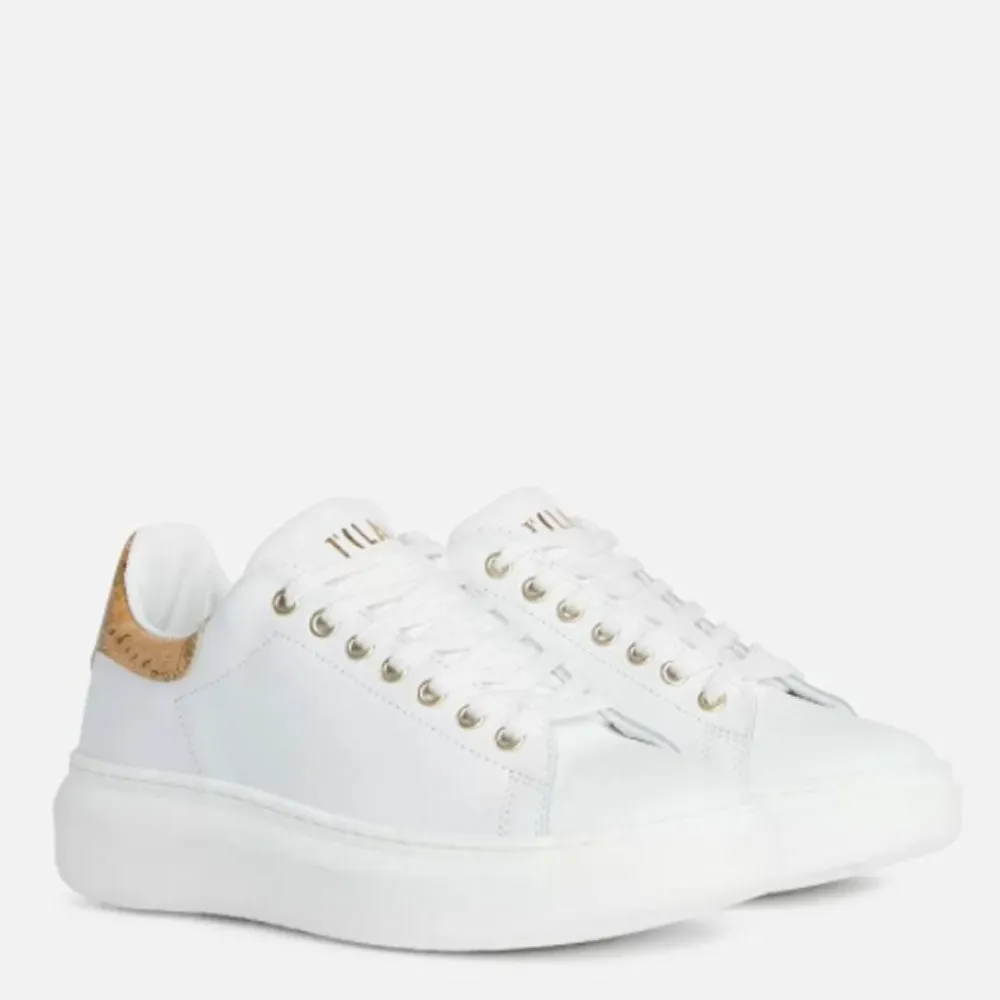 Scarpe Donna 1A Classe Alviero Martini Sneakers in Pelle Bianca con Dettagli Geo Classic 0252