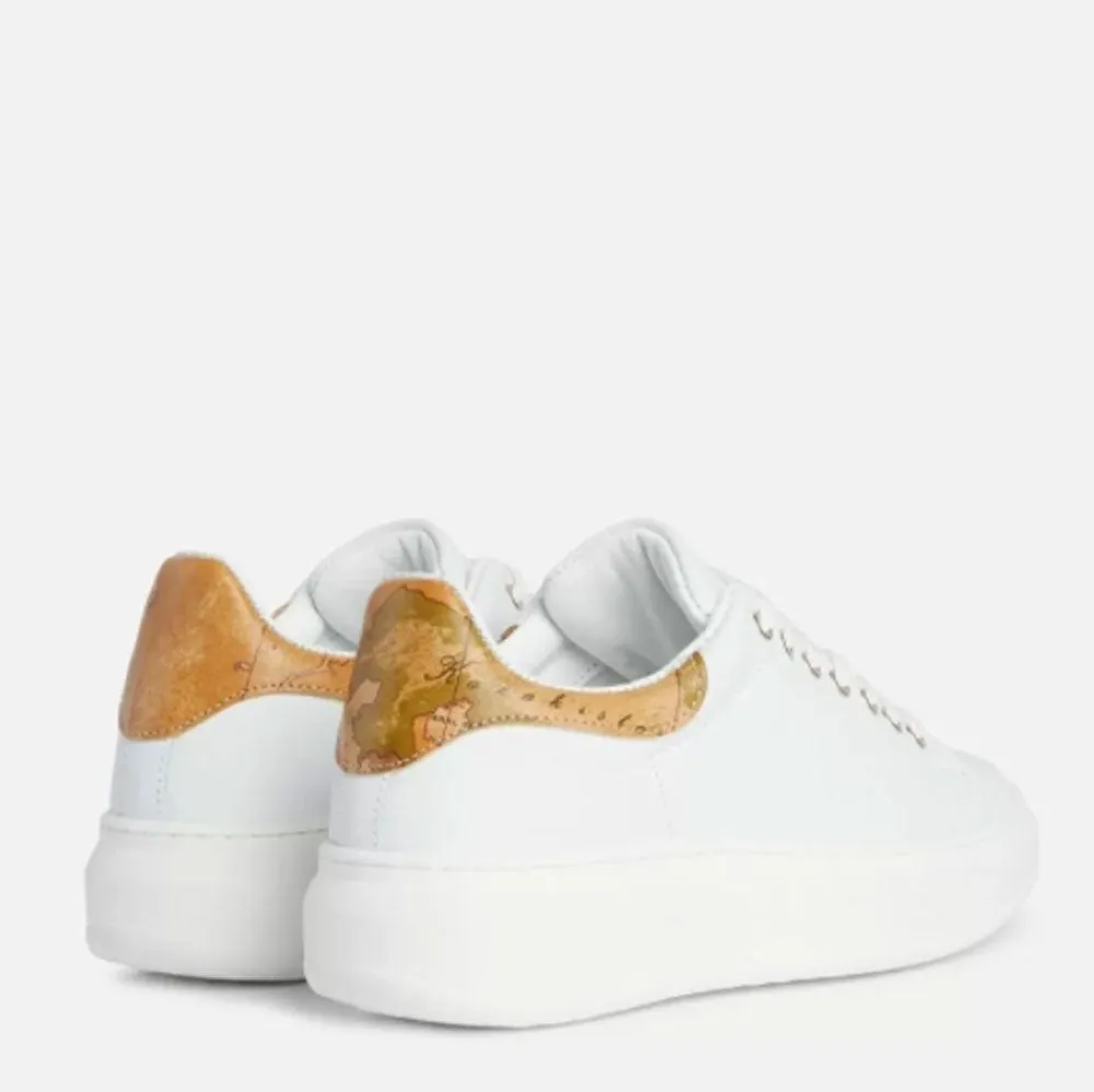 Scarpe Donna 1A Classe Alviero Martini Sneakers in Pelle Bianca con Dettagli Geo Classic 0252