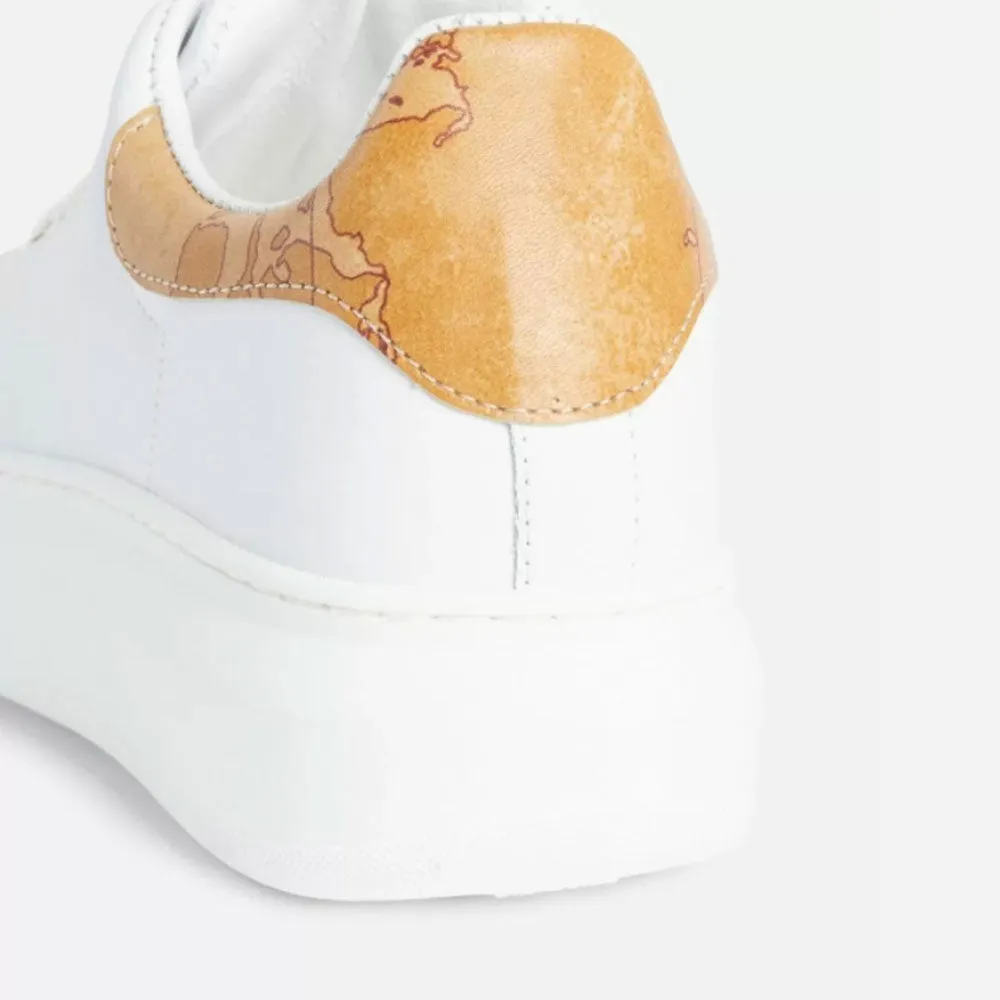 Scarpe Donna 1A Classe Alviero Martini Sneakers in Pelle Bianca con Dettagli Geo Classic 0252