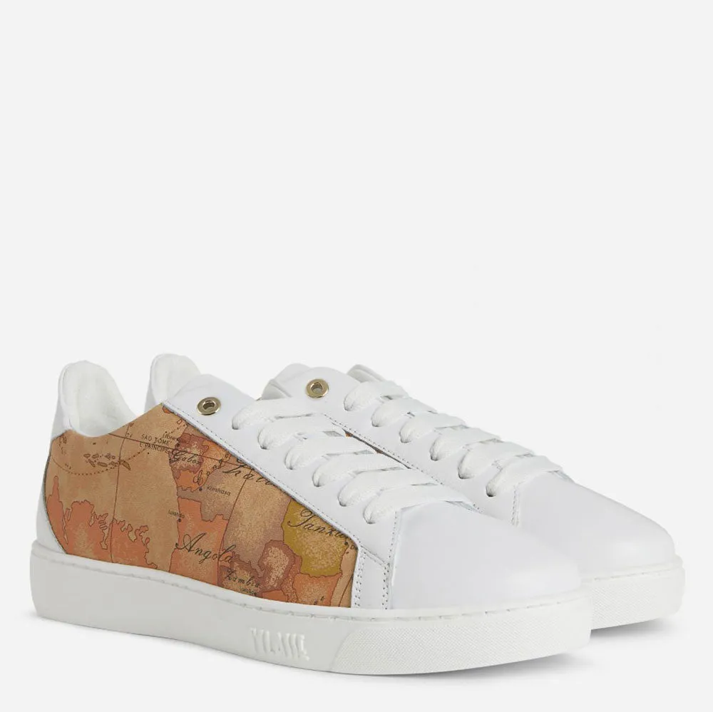 Scarpe Donna 1A Classe Alviero Martini Sneakers in Pelle Bianca con Dettaglio Geo Classic P293