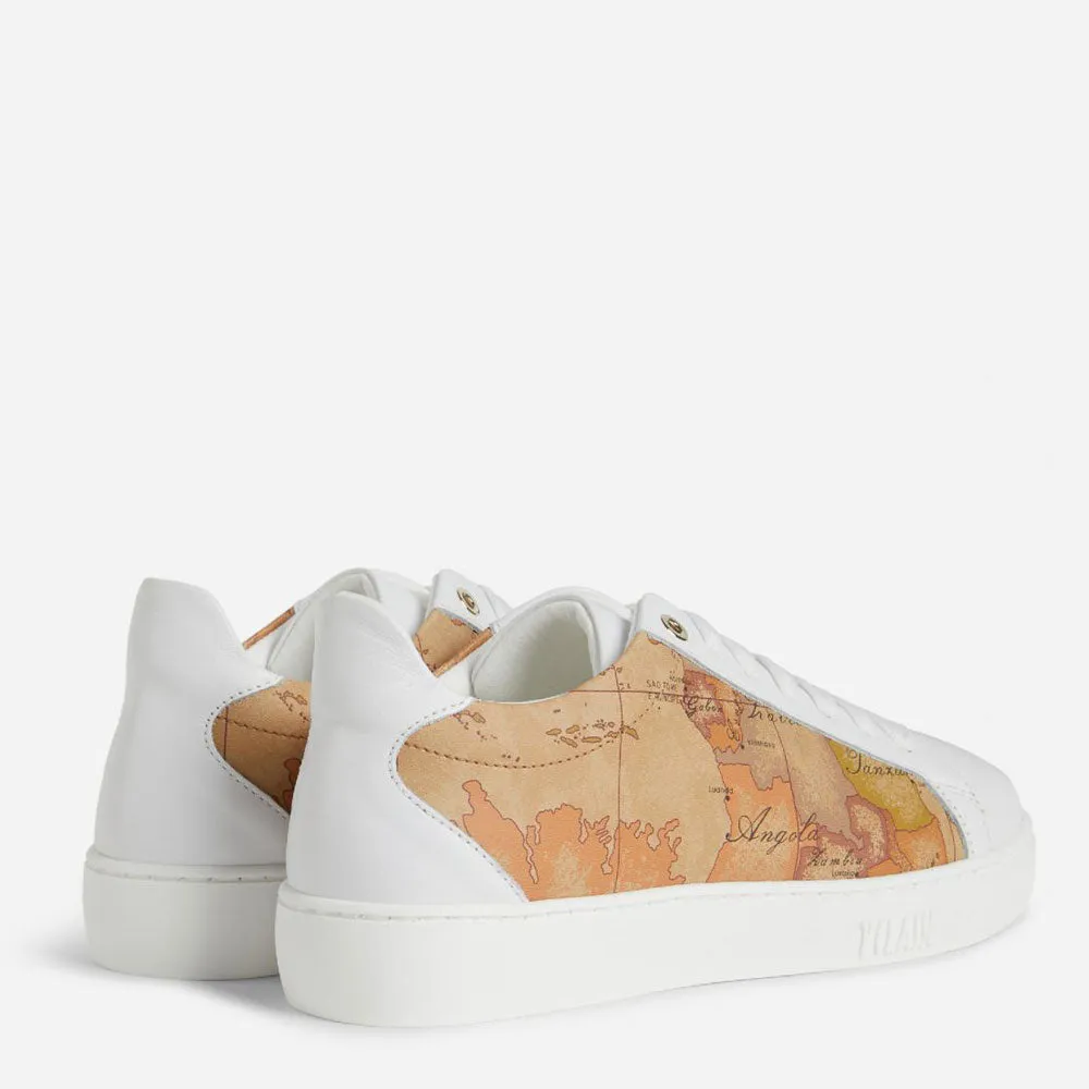 Scarpe Donna 1A Classe Alviero Martini Sneakers in Pelle Bianca con Dettaglio Geo Classic P293
