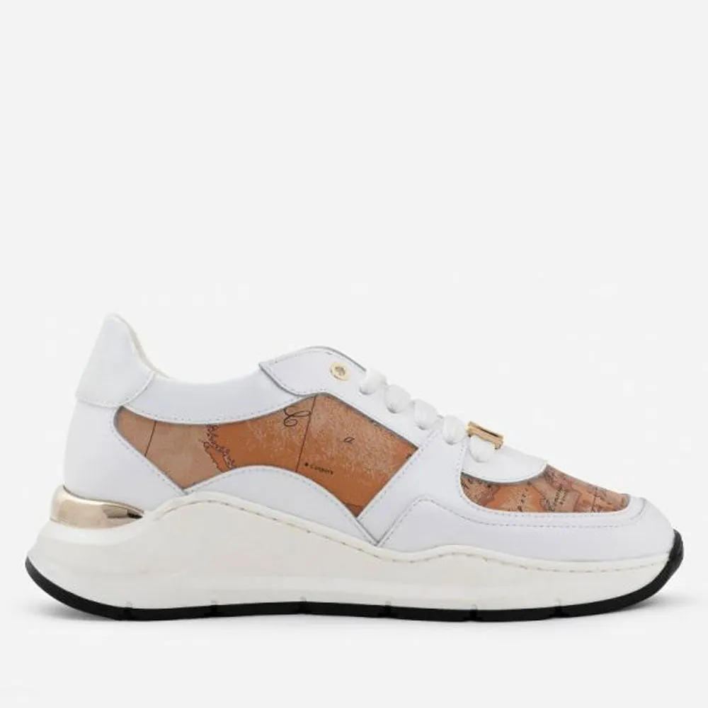 Scarpe Donna 1A Classe Alviero Martini Sneakers in Pelle Bianca con Inserti Geo Classic 0101