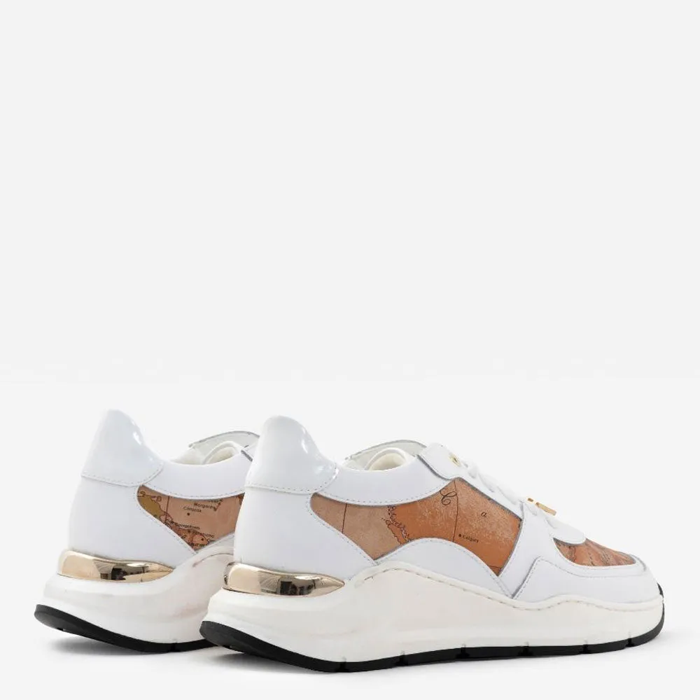 Scarpe Donna 1A Classe Alviero Martini Sneakers in Pelle Bianca con Inserti Geo Classic 0101