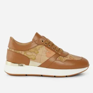 Scarpe Donna 1A Classe Alviero Martini Sneakers in Pelle Marrone e Dettagli Geo Classic P316