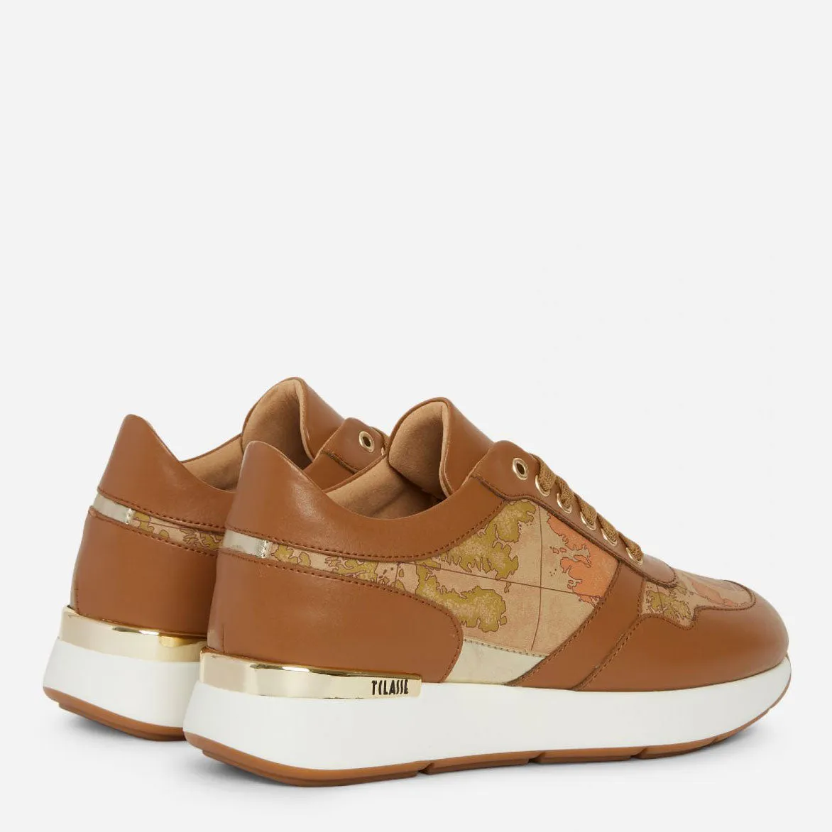 Scarpe Donna 1A Classe Alviero Martini Sneakers in Pelle Marrone e Dettagli Geo Classic P316