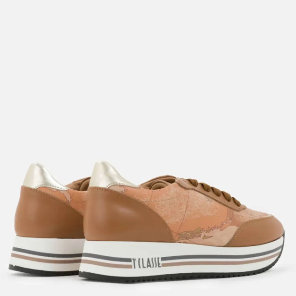 Scarpe Donna 1A Classe Alviero Martini Sneakers in Pelle Marrone linea New Geo Crossing P941
